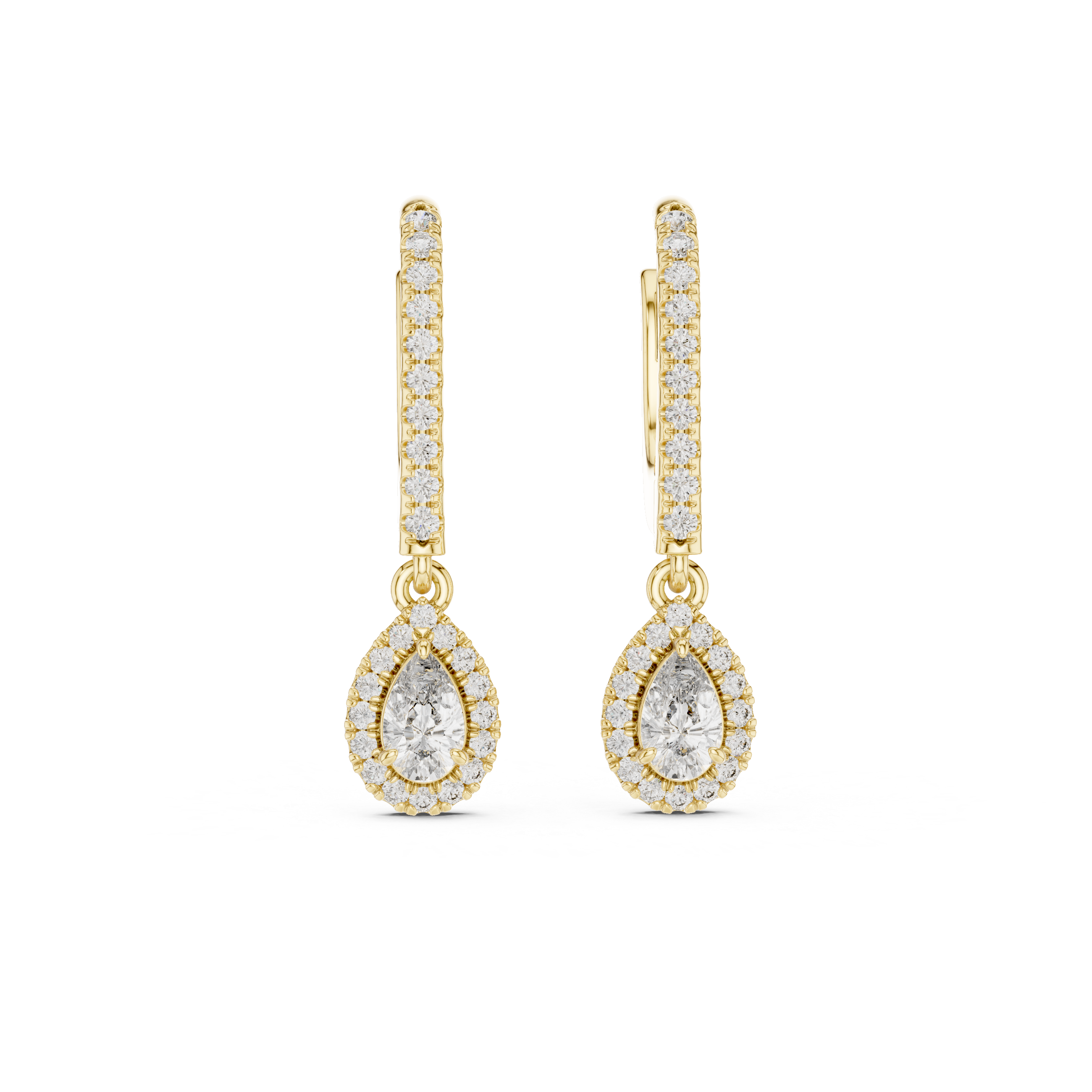 Elowen Halo Drop Diamond Earrings