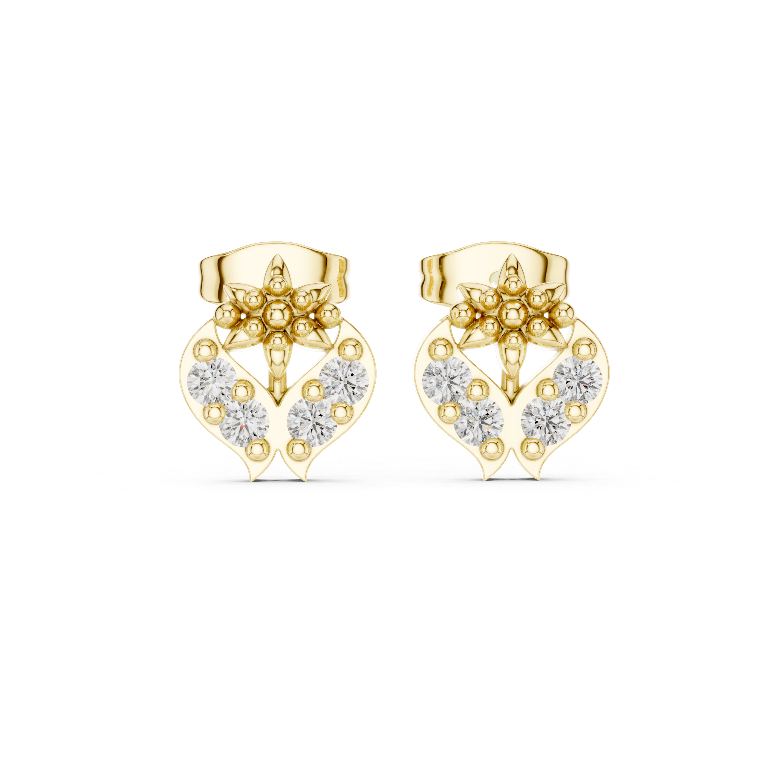 Bloom Crest Lab Grown Diamond Stud Earrings
