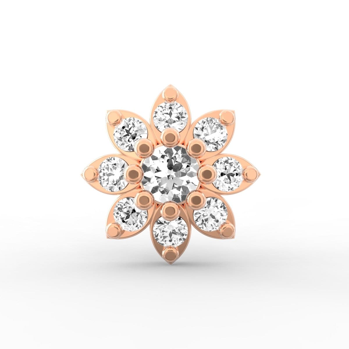 Lab Grown Diamond Nosepin – Floral Whispers in BIS Hallmarked Gold
