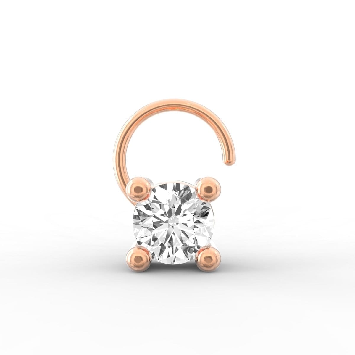 Lab Grown Diamond Nose Pin – Radiant Solitaire Stud in BIS Hallmarked Gold