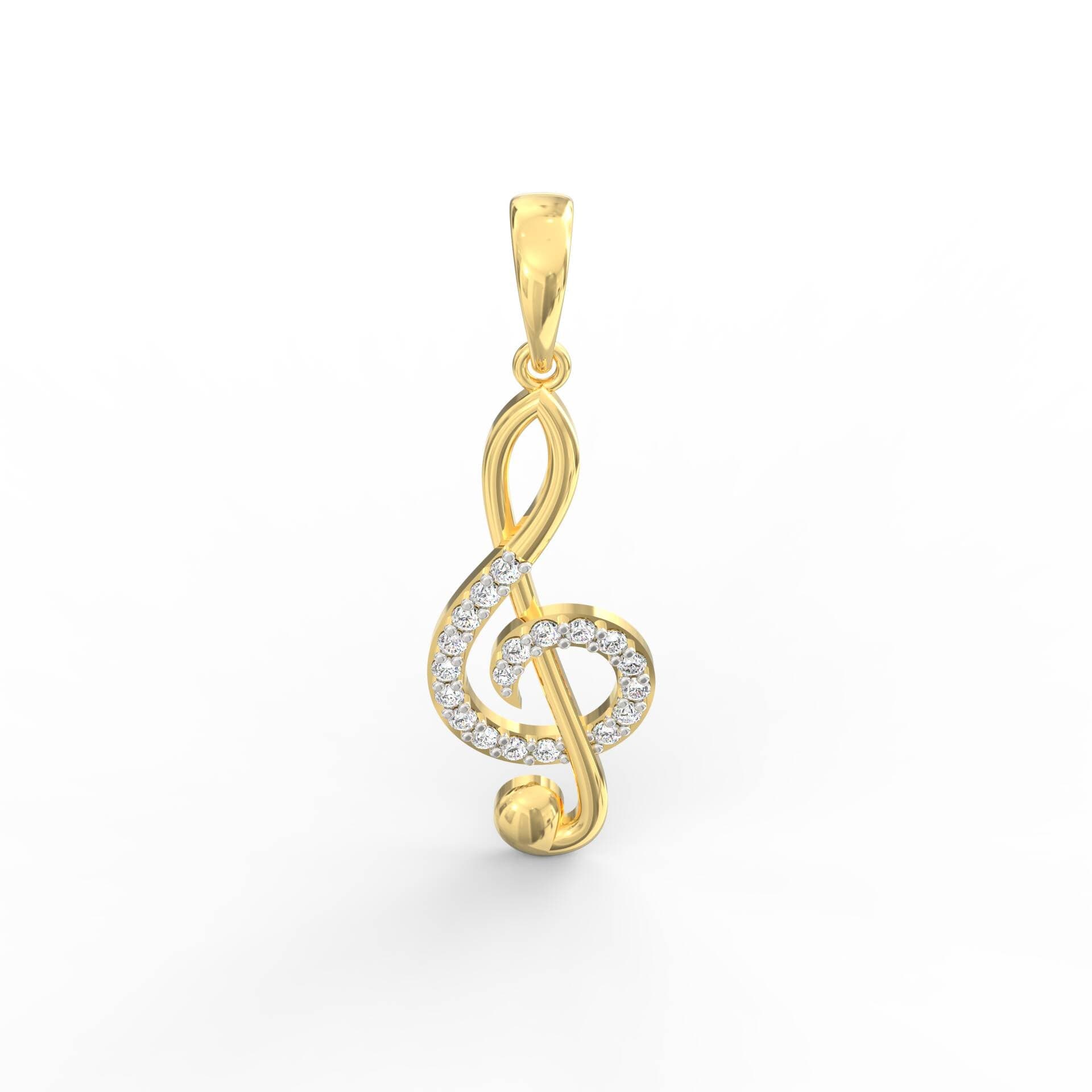 Treble Clef Note Pendant in BIS Hallmarked Gold