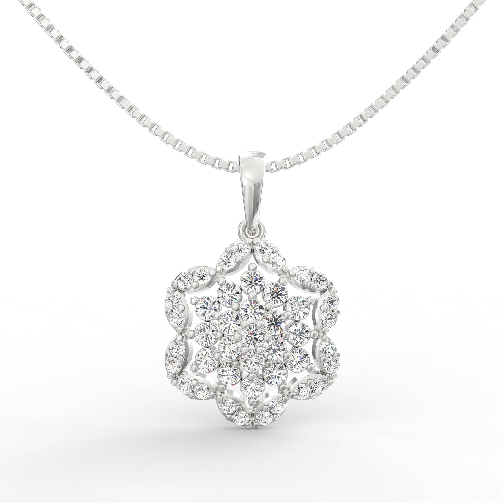 Radiant Harmony Diamond Floral Pendant in BIS Hallmarked Gold