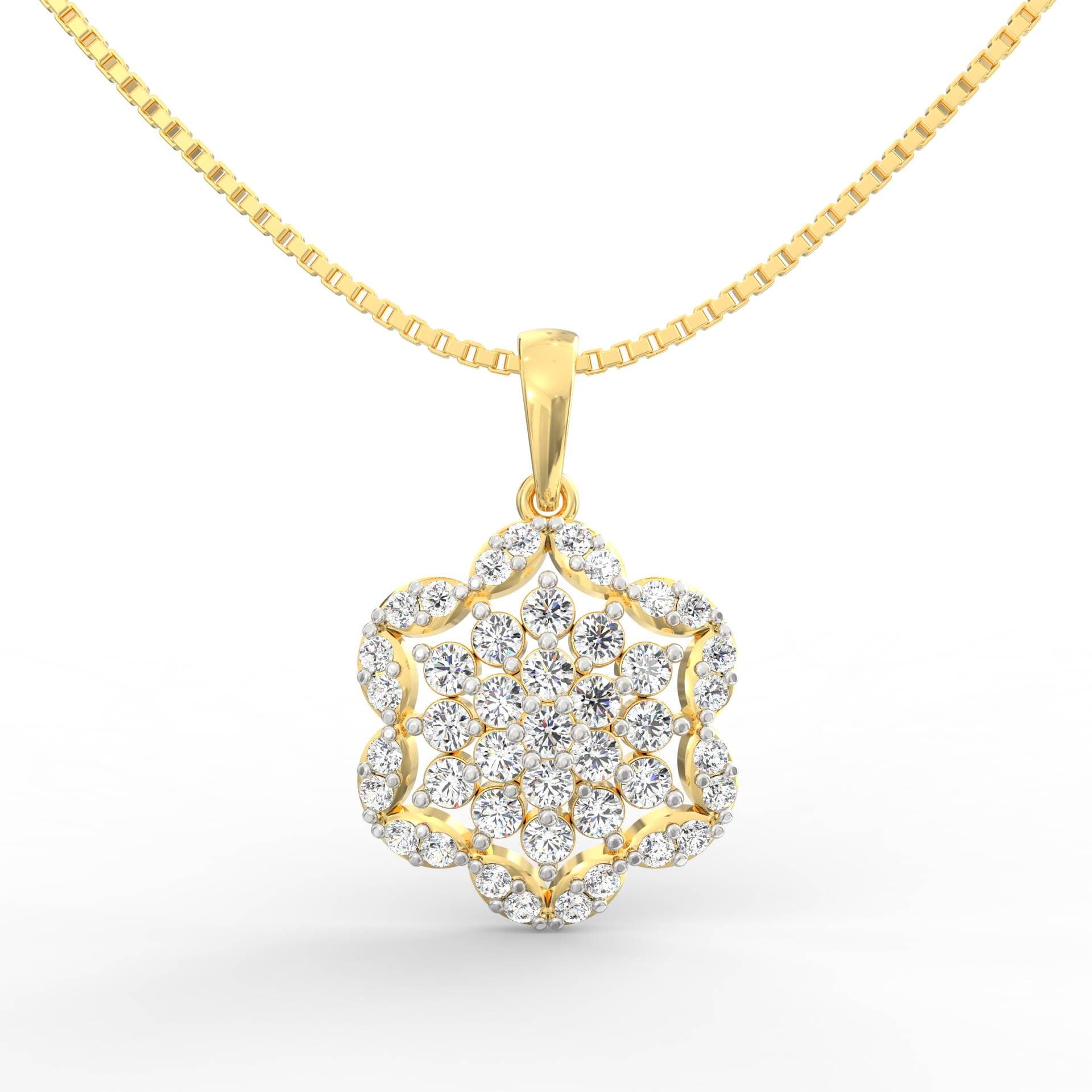 Radiant Harmony Diamond Floral Pendant in BIS Hallmarked Gold