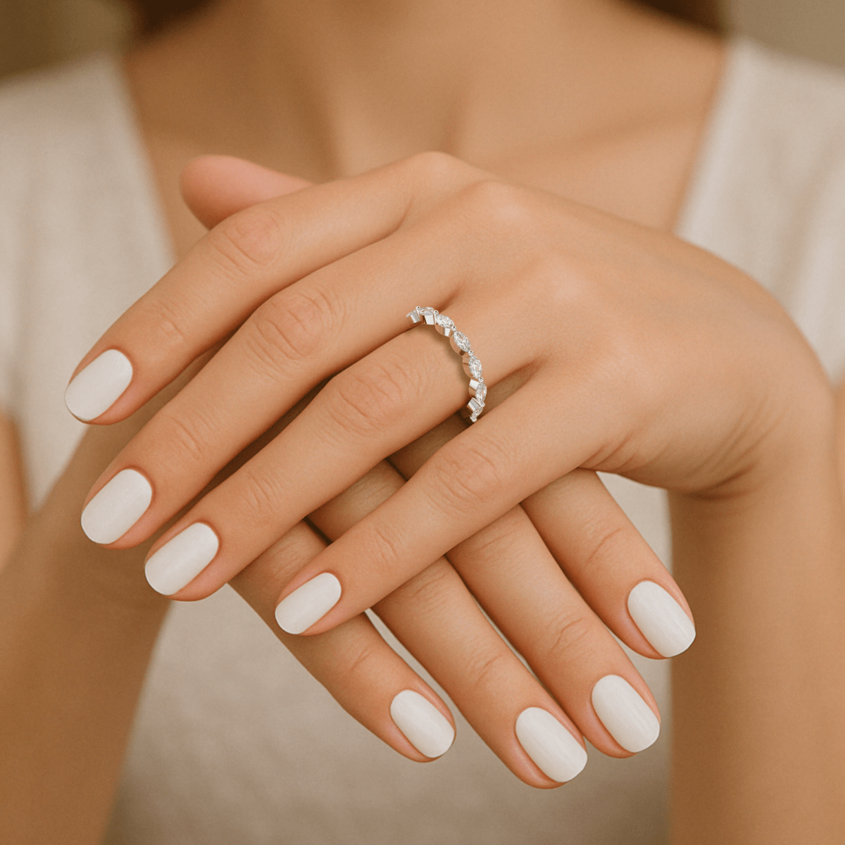 Ayanika Marquise Diamond Band – Gold Lab Grown Diamond Jewellery