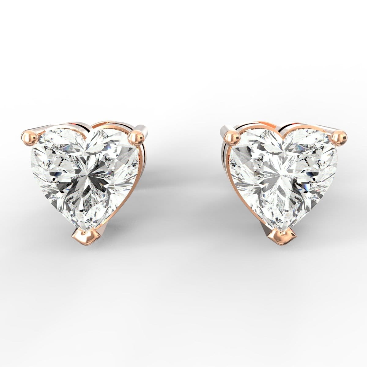 Heart Shaped Solitaire Diamond Stud Earrings – Lab Grown Diamond Jewellery
