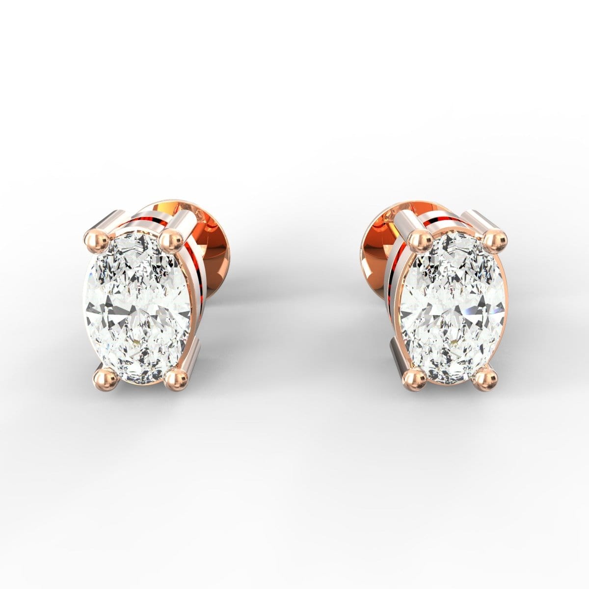 Oval Solitaire Diamond Stud Earrings – Lab Grown Diamond Jewellery