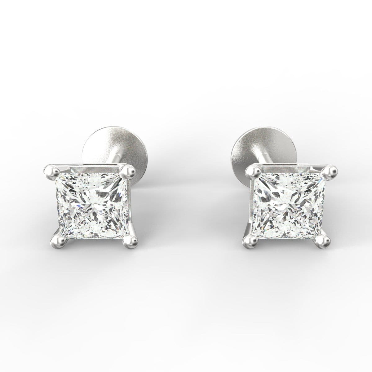 Sparkling Elegance Princess Cut Lab Grown Diamond Stud Earrings
