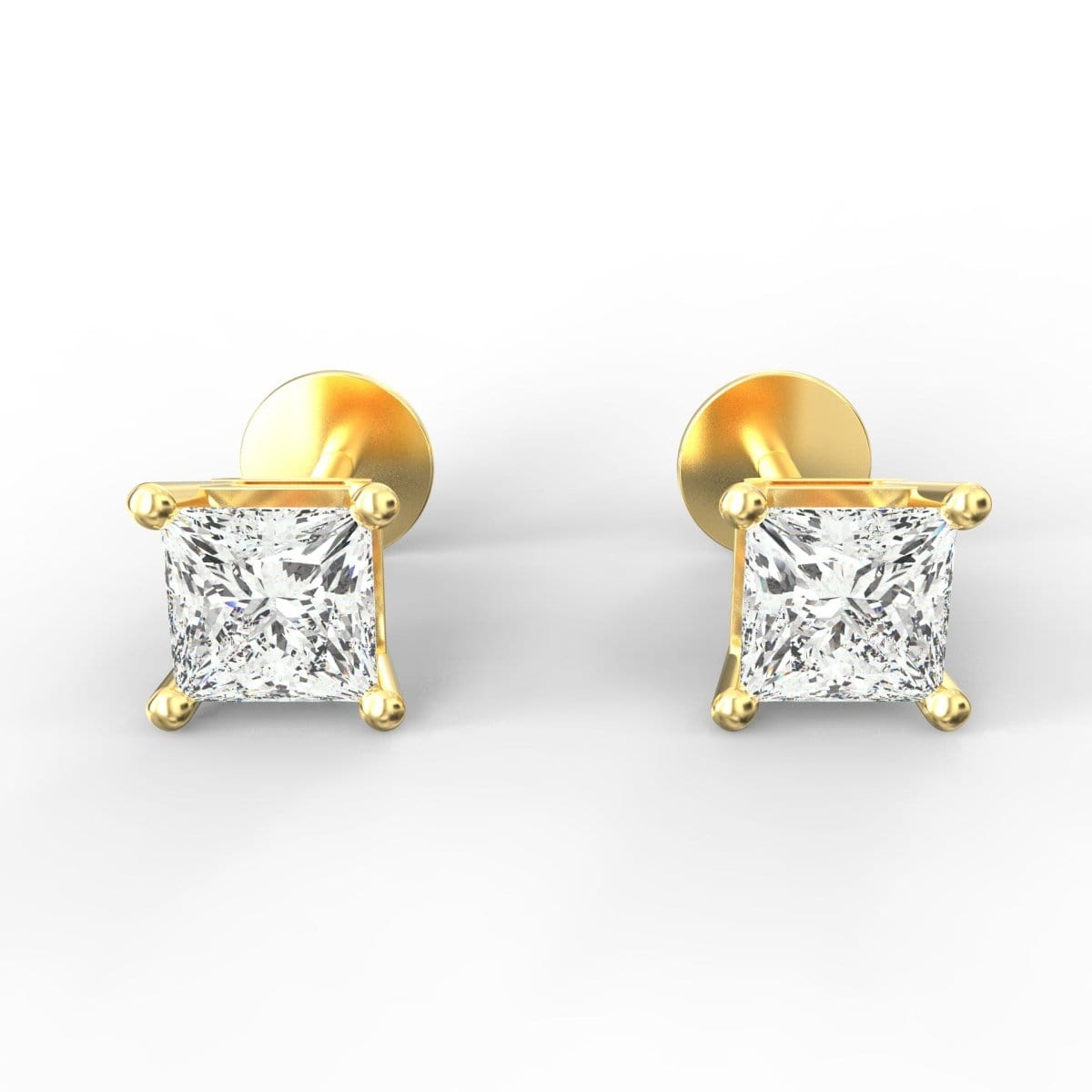 Sparkling Elegance Princess Cut Lab Grown Diamond Stud Earrings