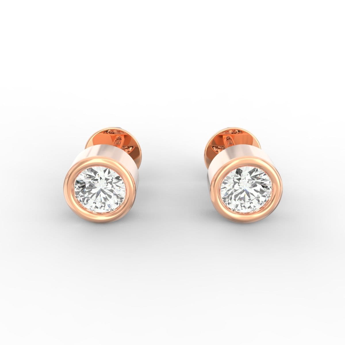 Modern Brilliance Bezel-Set Round Lab Grown Diamond Stud Earrings