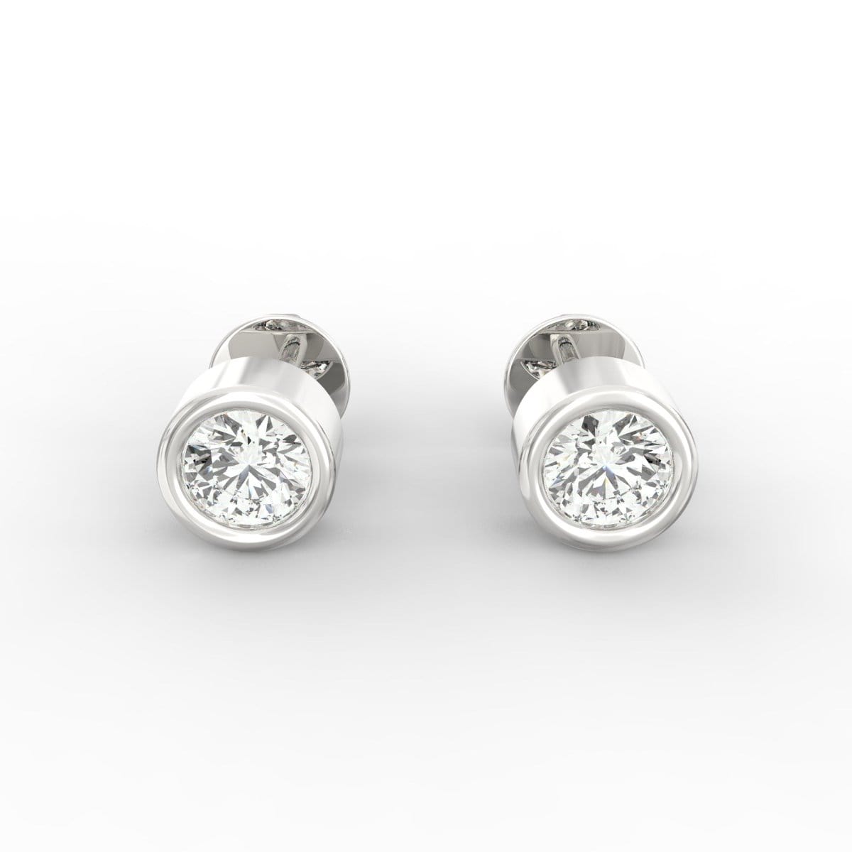 Modern Brilliance Bezel-Set Round Lab Grown Diamond Stud Earrings