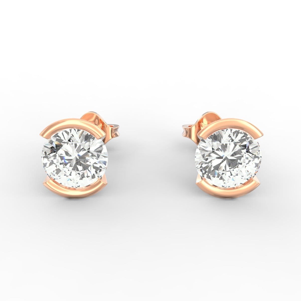 Modern Glamour Lab Grown Diamond Solitaire Stud Earrings