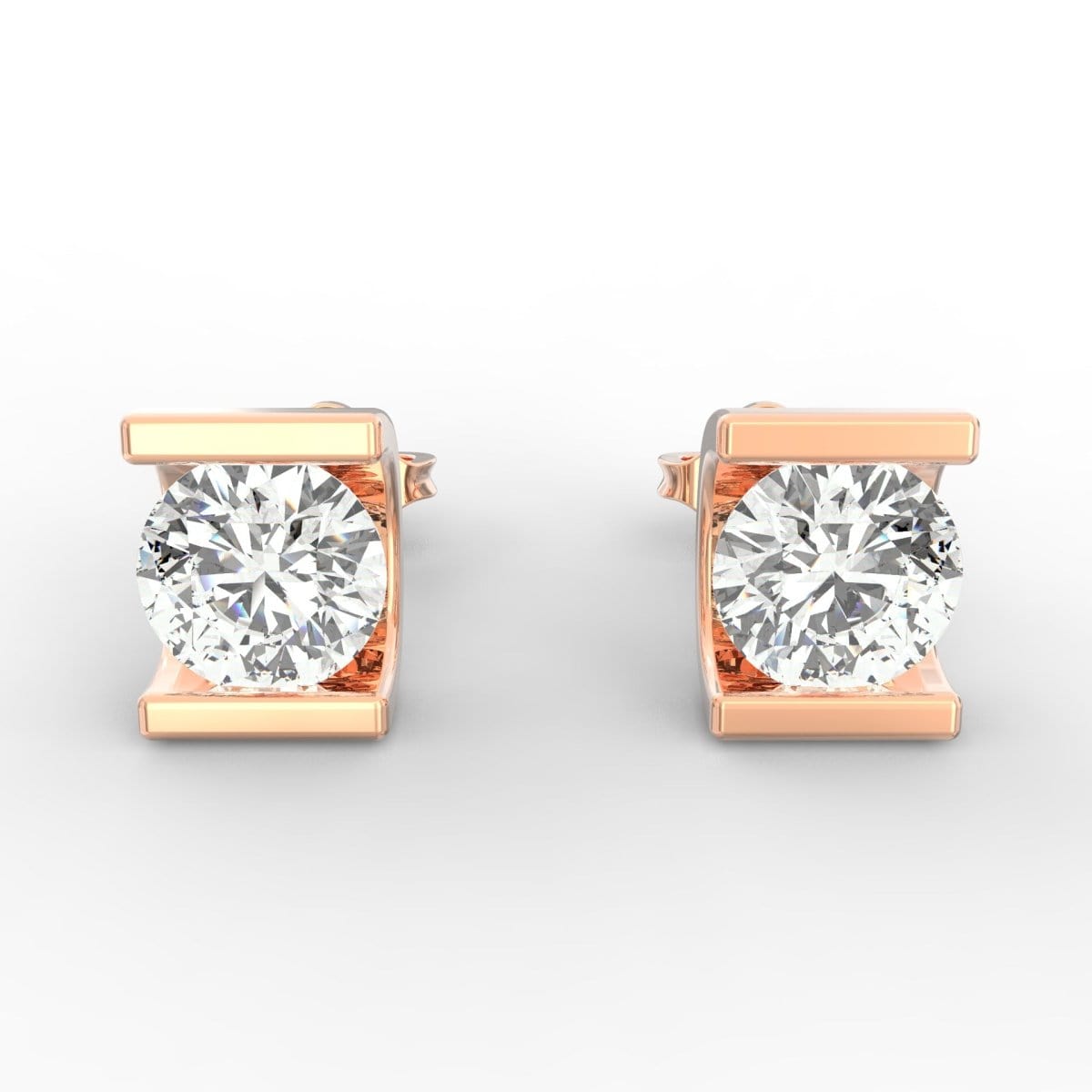 Round Lab Grown Diamond Solitaire C-Stud Earrings