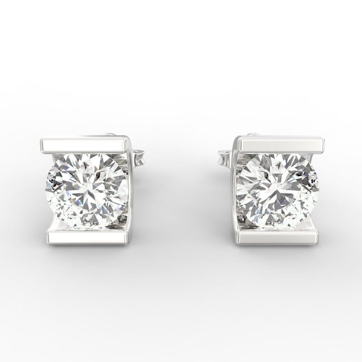 Round Lab Grown Diamond Solitaire C-Stud Earrings