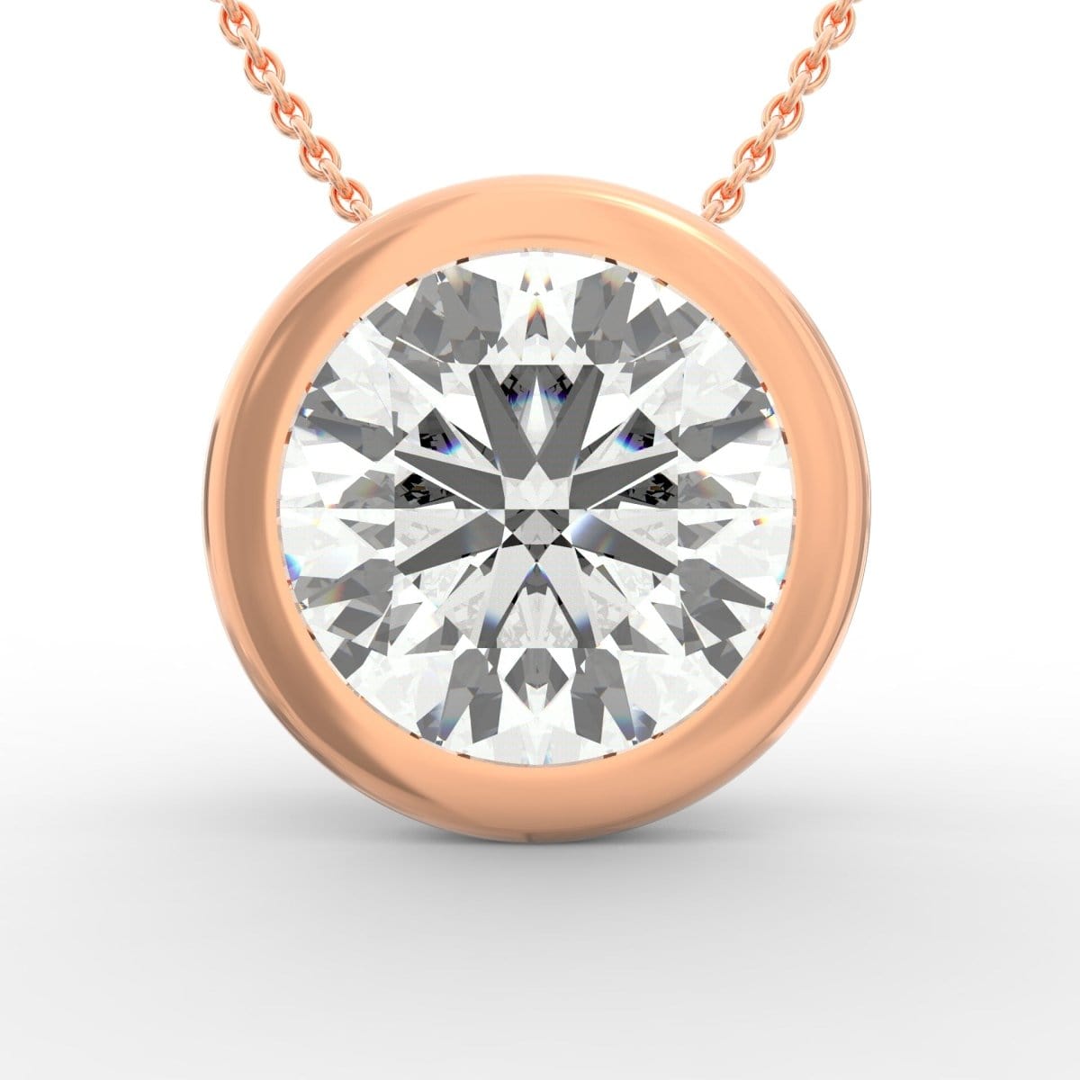 Timeless Grace: Round Brilliant Cut Bezel-Set Diamond Solitaire Pendant