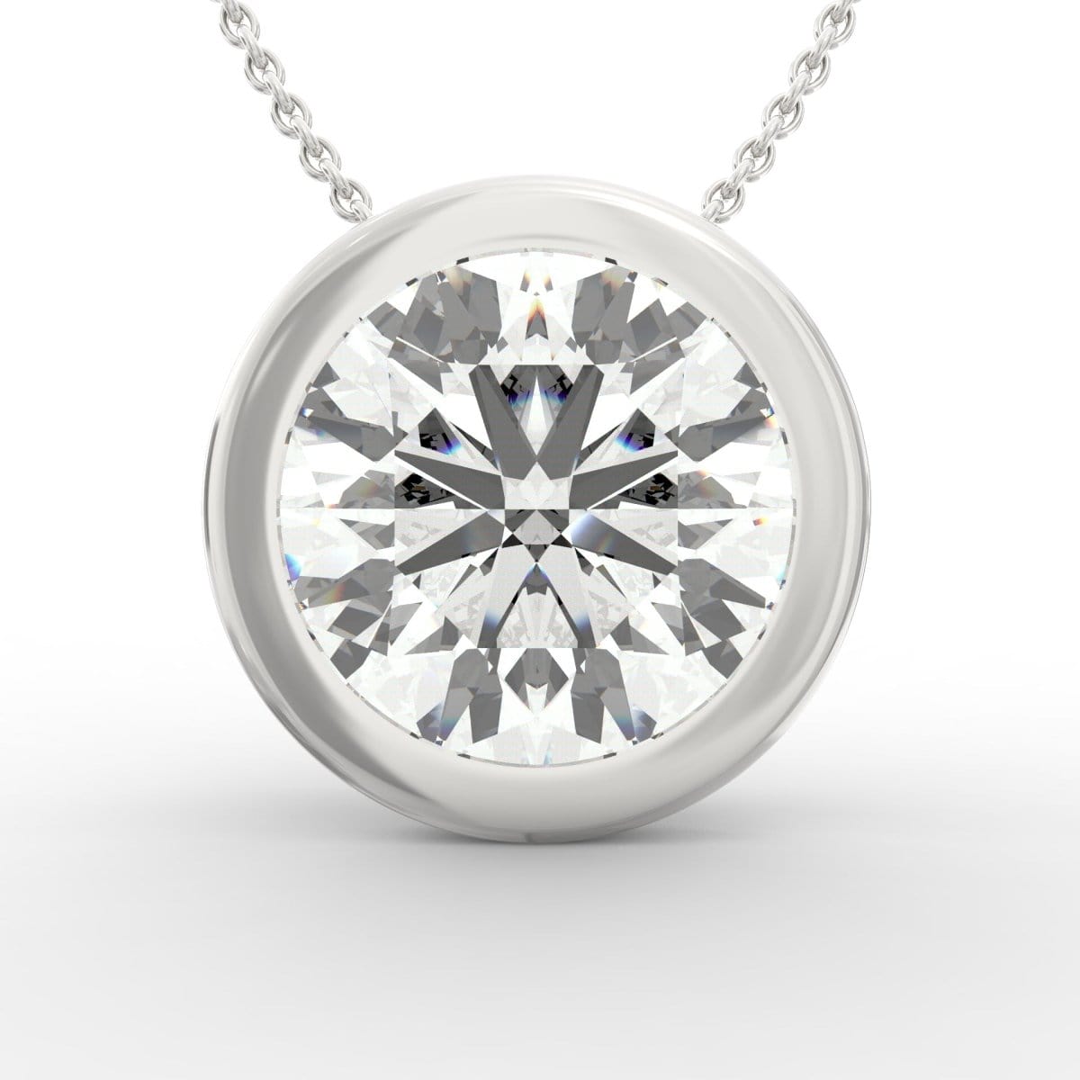 Timeless Grace: Round Brilliant Cut Bezel-Set Diamond Solitaire Pendant