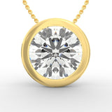 Timeless Grace: Round Brilliant Cut Bezel-Set Diamond Solitaire Pendant