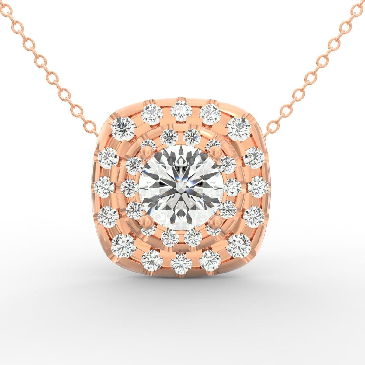 Timeless Radiance: 1.17ct Diamond Solitaire Pendant with Halo