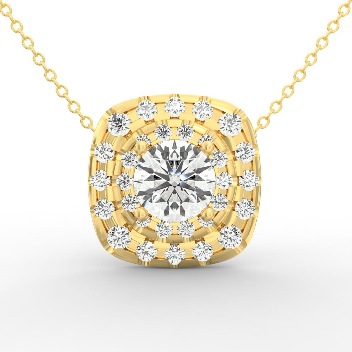 Timeless Radiance: 1.17ct Diamond Solitaire Pendant with Halo