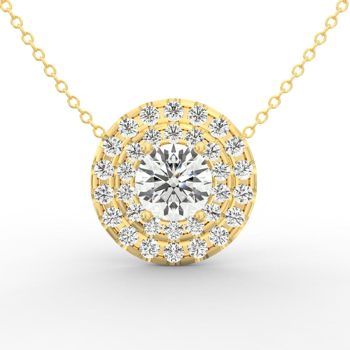 Brilliant Majesty: 1.00ct Halo Solitaire Pendant with Micro Pave Accents