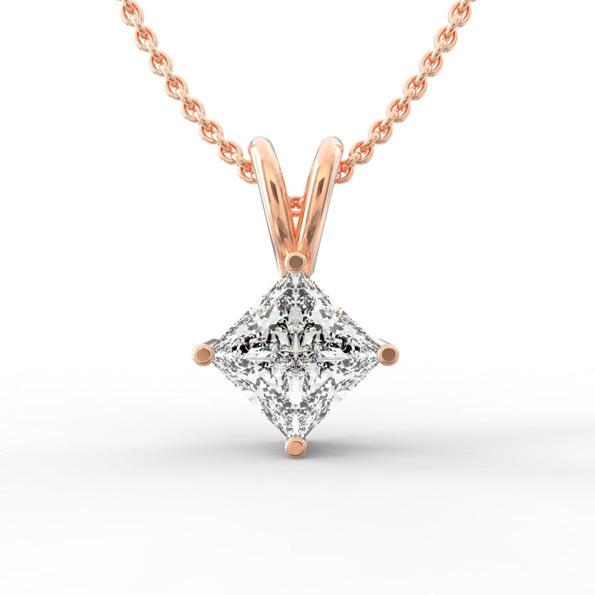 Regal Elegance: Princess Cut Diamond Solitaire Pendant