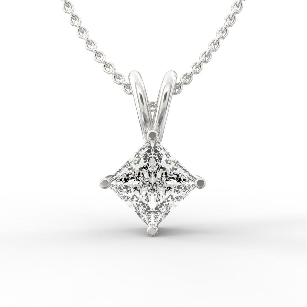 Regal Elegance: Princess Cut Diamond Solitaire Pendant