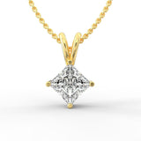 Regal Elegance: Princess Cut Diamond Solitaire Pendant