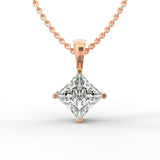Regal Elegance: Princess Cut Diamond Solitaire Pendant