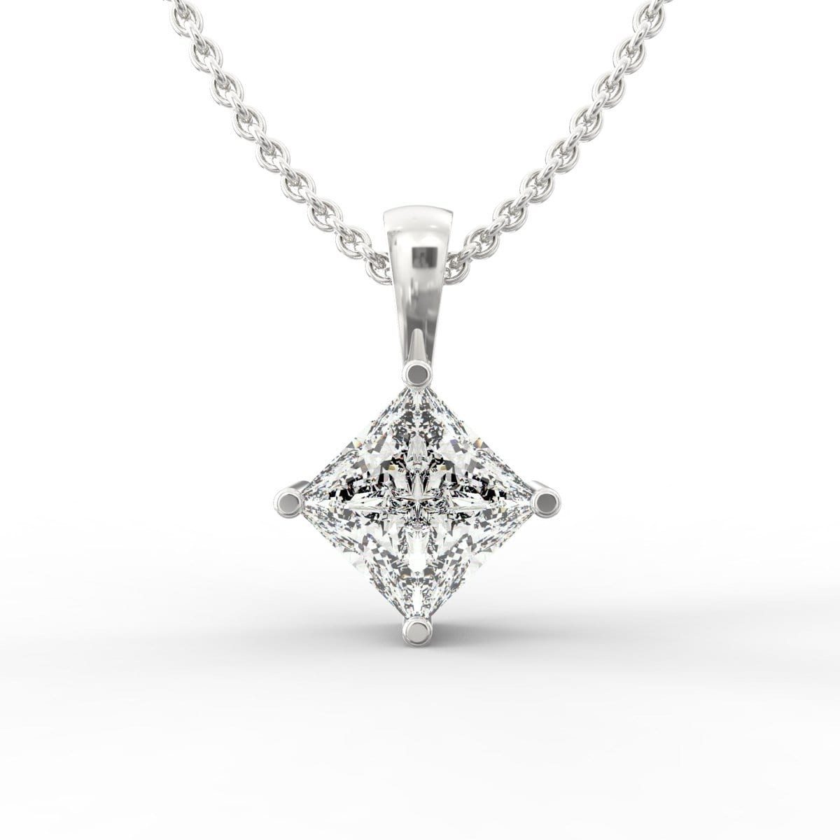 Regal Elegance: Princess Cut Diamond Solitaire Pendant