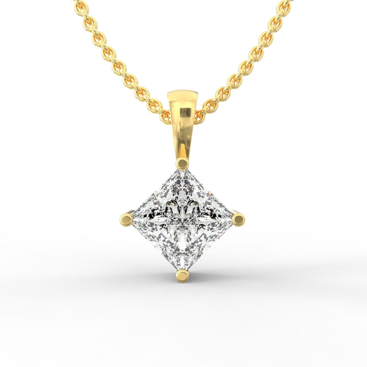 Regal Elegance: Princess Cut Diamond Solitaire Pendant