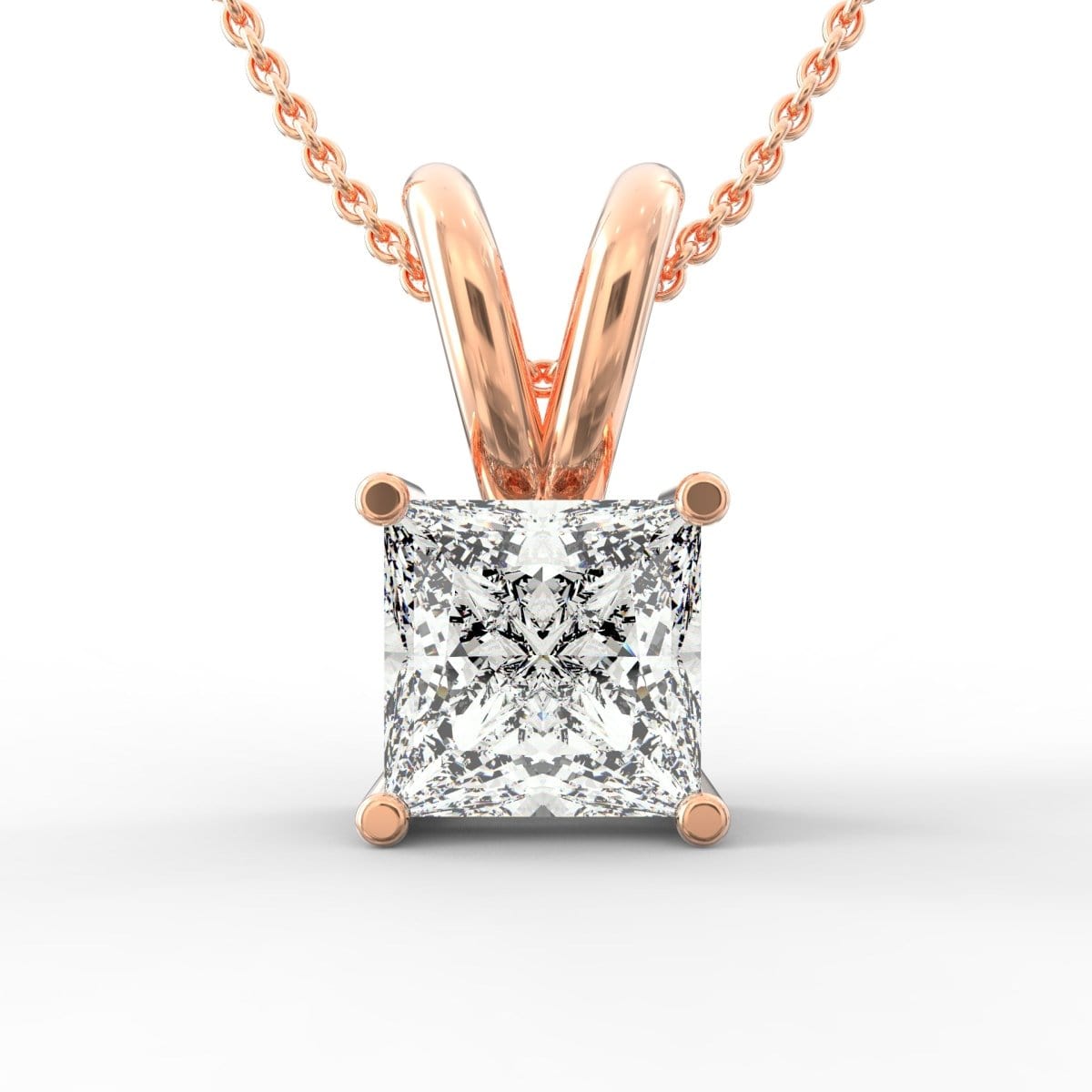 Regal Radiance: Solitaire Princess Cut Diamond Pendant