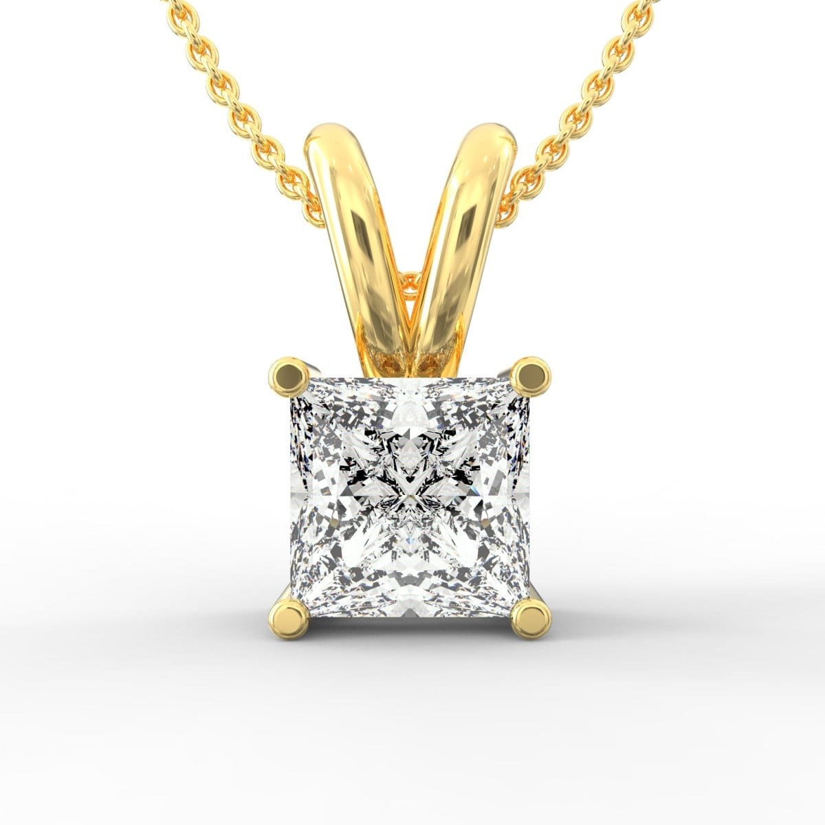 Regal Radiance: Solitaire Princess Cut Diamond Pendant