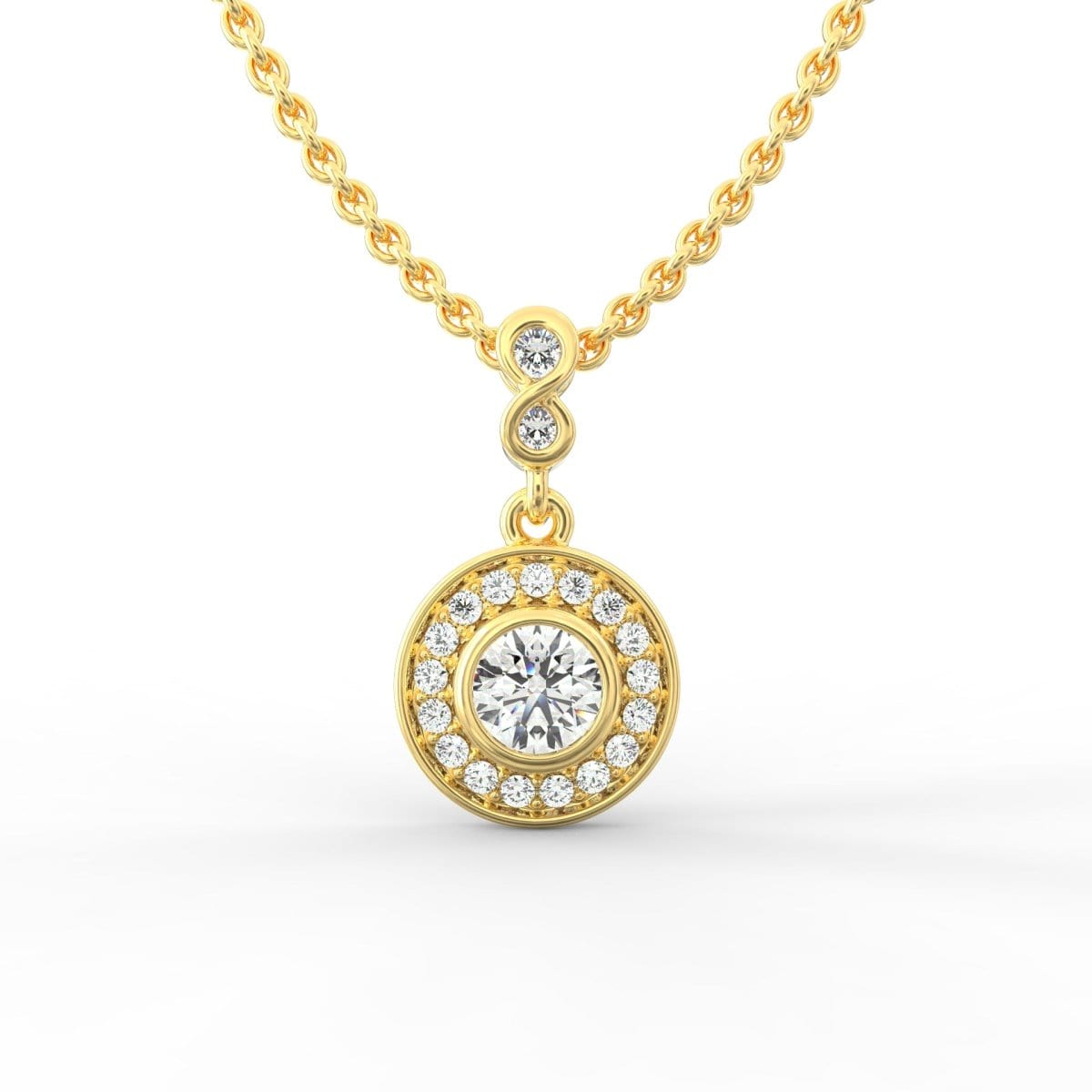 Elaria Halo Solitaire Diamond Pendant