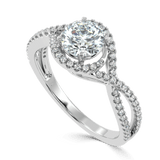 Whispering Elegance The Criss Cross Micro Pave Solitaire Diamond Ring - Ayanika