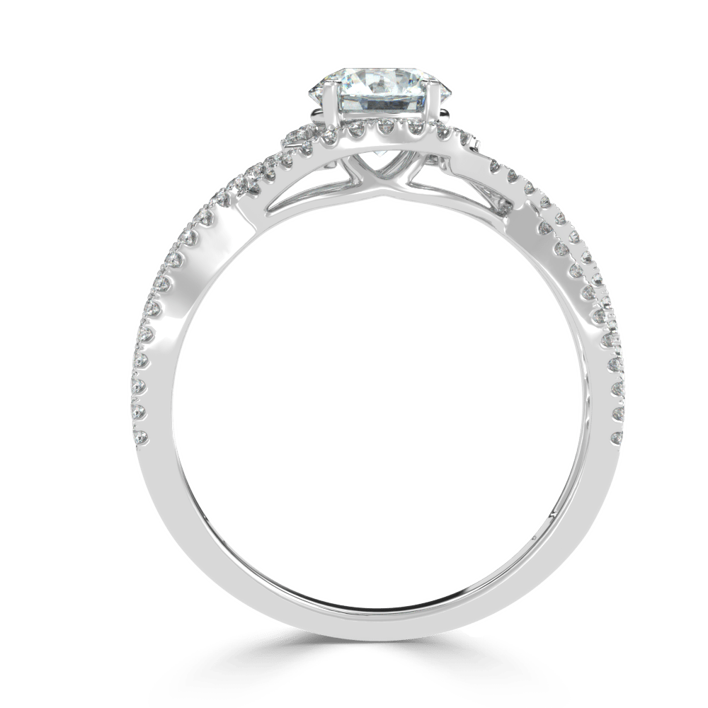 Whispering Elegance The Criss Cross Micro Pave Solitaire Diamond Ring - Ayanika