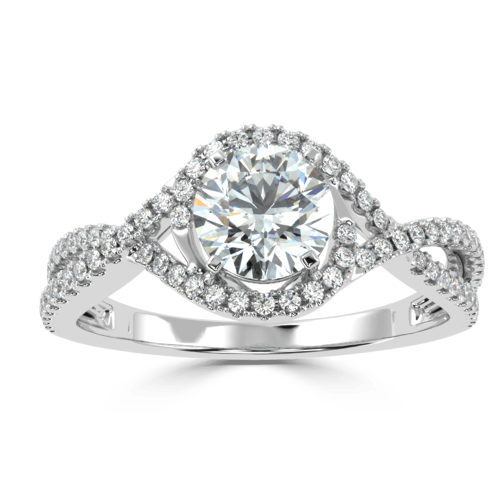 Whispering Elegance The Criss Cross Micro Pave Solitaire Diamond Ring - Ayanika