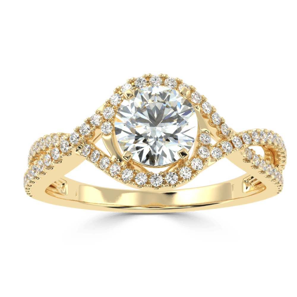 Whispering Elegance The Criss Cross Micro Pave Solitaire Diamond Ring - Ayanika