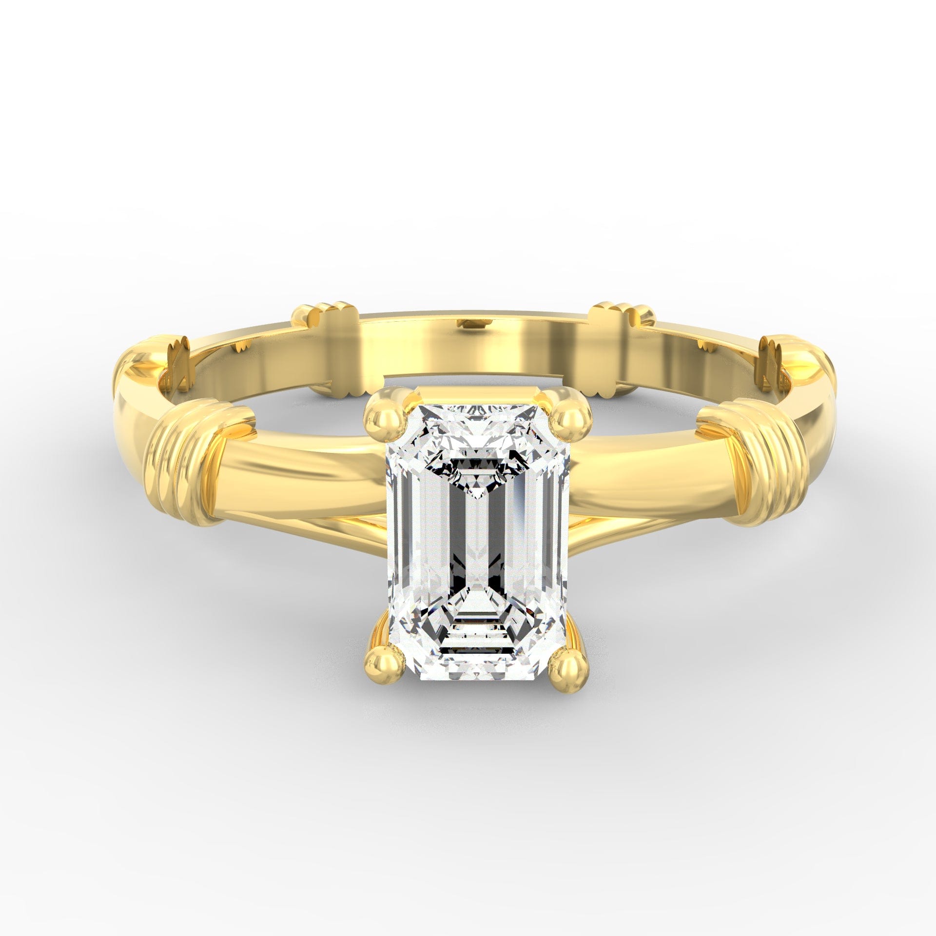 Radiant Majesty Emerald Cut Diamond Proposal Ring Gold 18KT 18