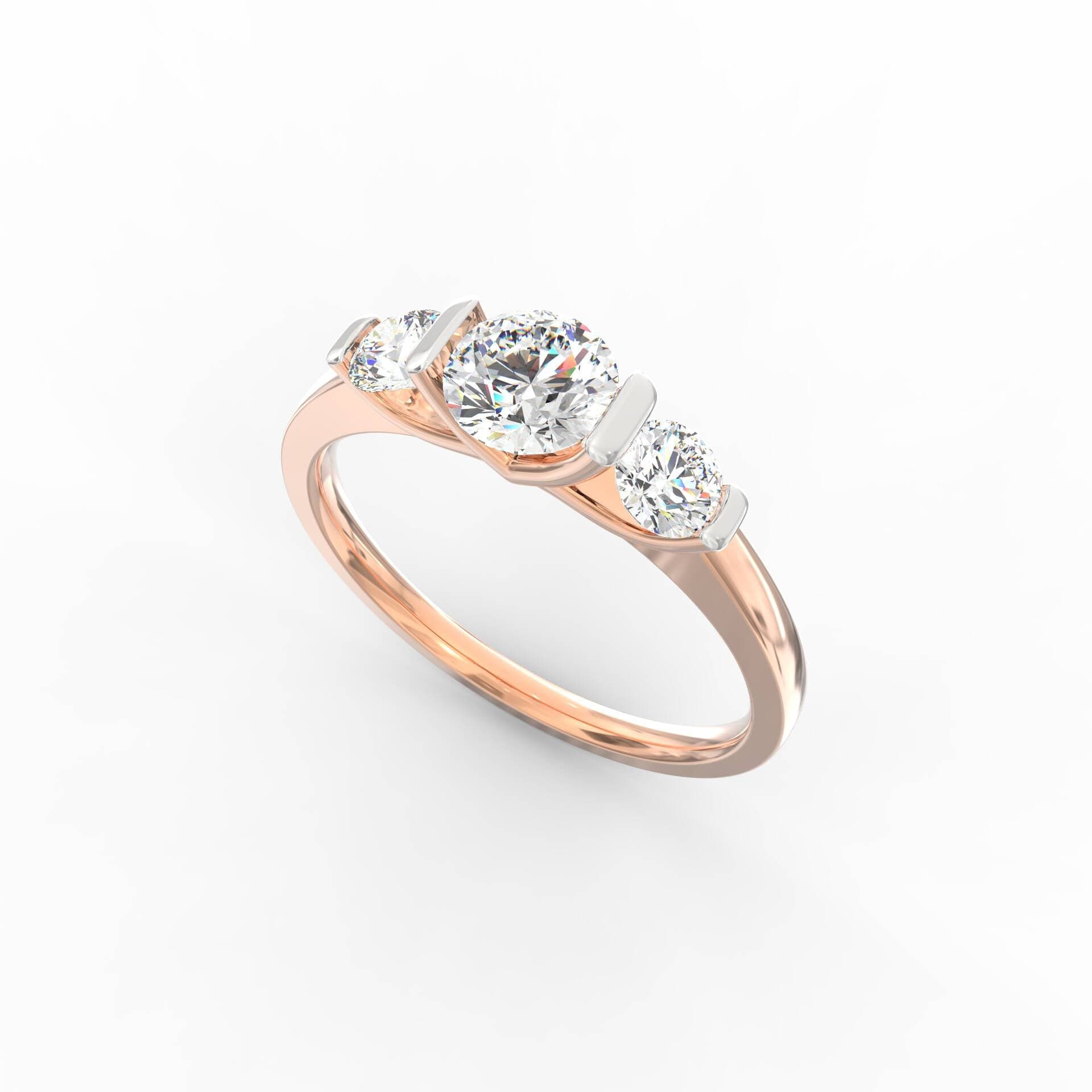 Three-Stone Radiance Ring with 0.98 ct Round Lab-Grown Diamonds in BIS Gold