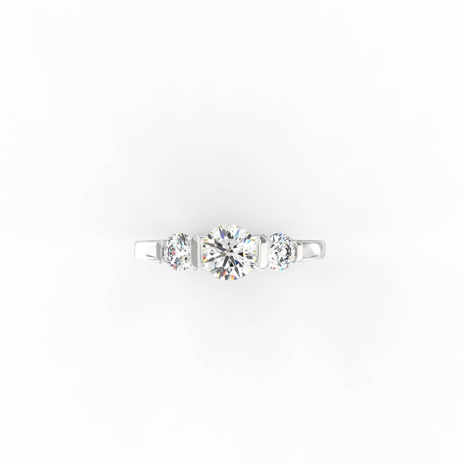 Three-Stone Radiance Ring with 0.98 ct Round Lab-Grown Diamonds in BIS Gold