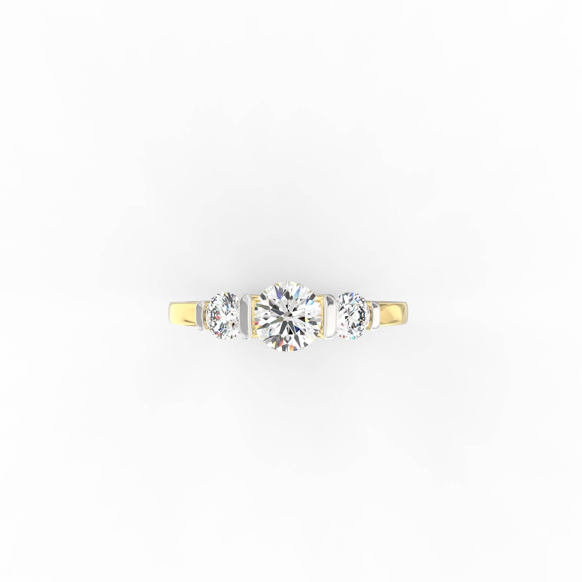 Three-Stone Radiance Ring with 0.98 ct Round Lab-Grown Diamonds in BIS Gold