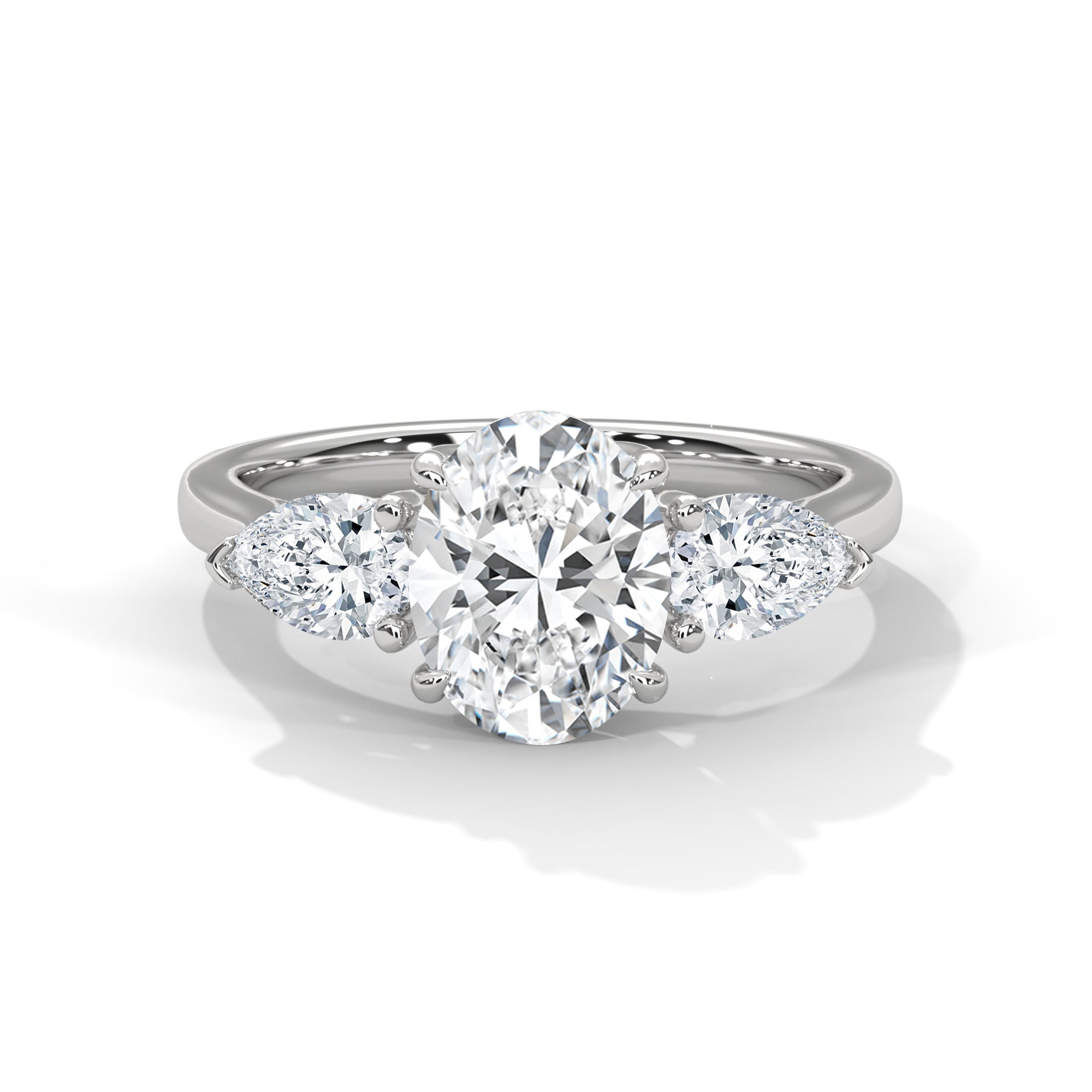 Astraea 2.00 Ct Oval Solitaire with Pear Accents Ring