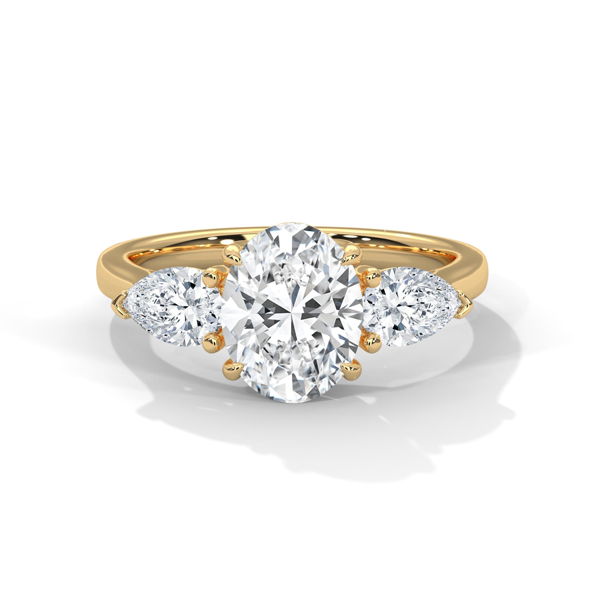 Astraea 2.00 Ct Oval Solitaire with Pear Accents Ring