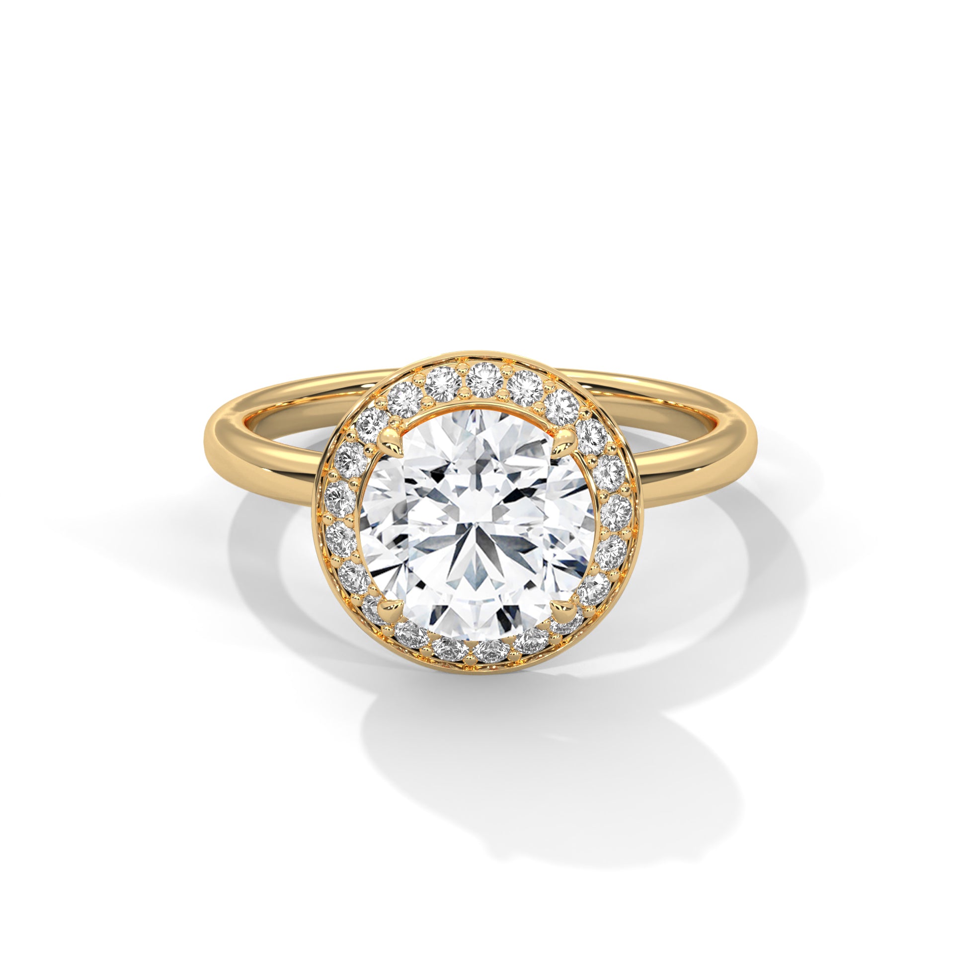 Aurelia 2.00 Ct Round Solitaire Halo Ring with Accent Diamonds