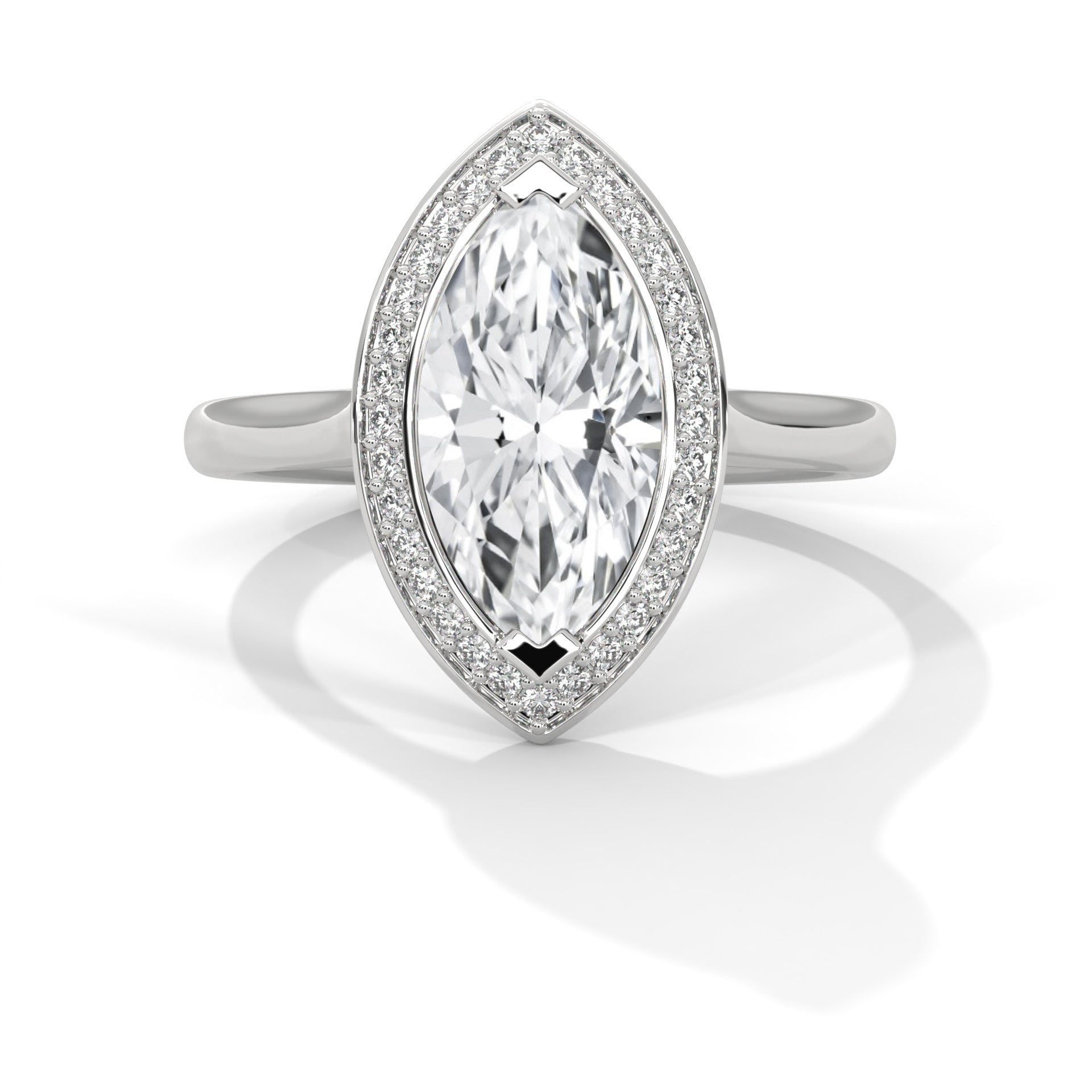 Nymera 2.00 Ct Marquise Solitaire Halo Ring