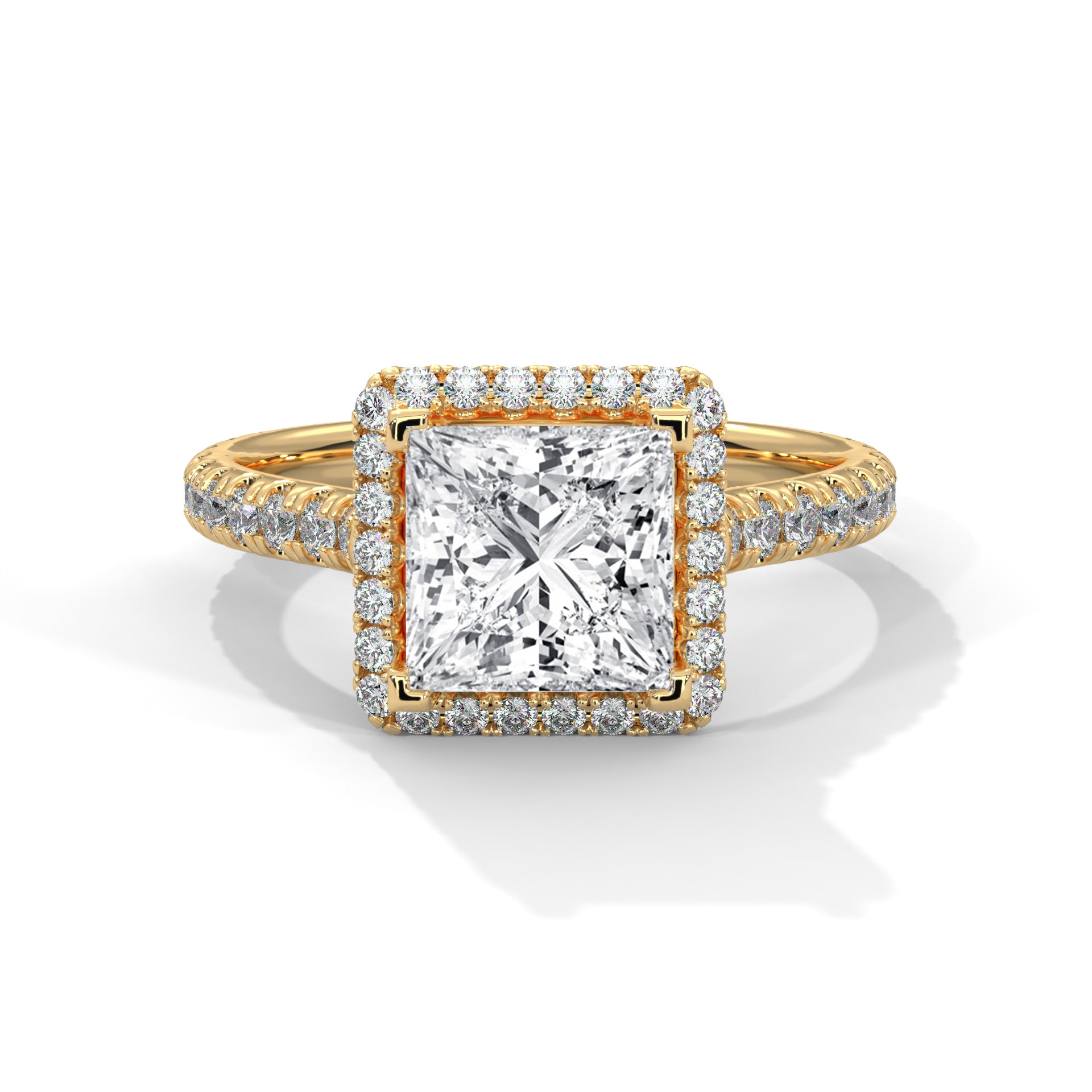 Aurelia 1.60 Ct Princess Solitaire Halo Ring with Accent Diamonds