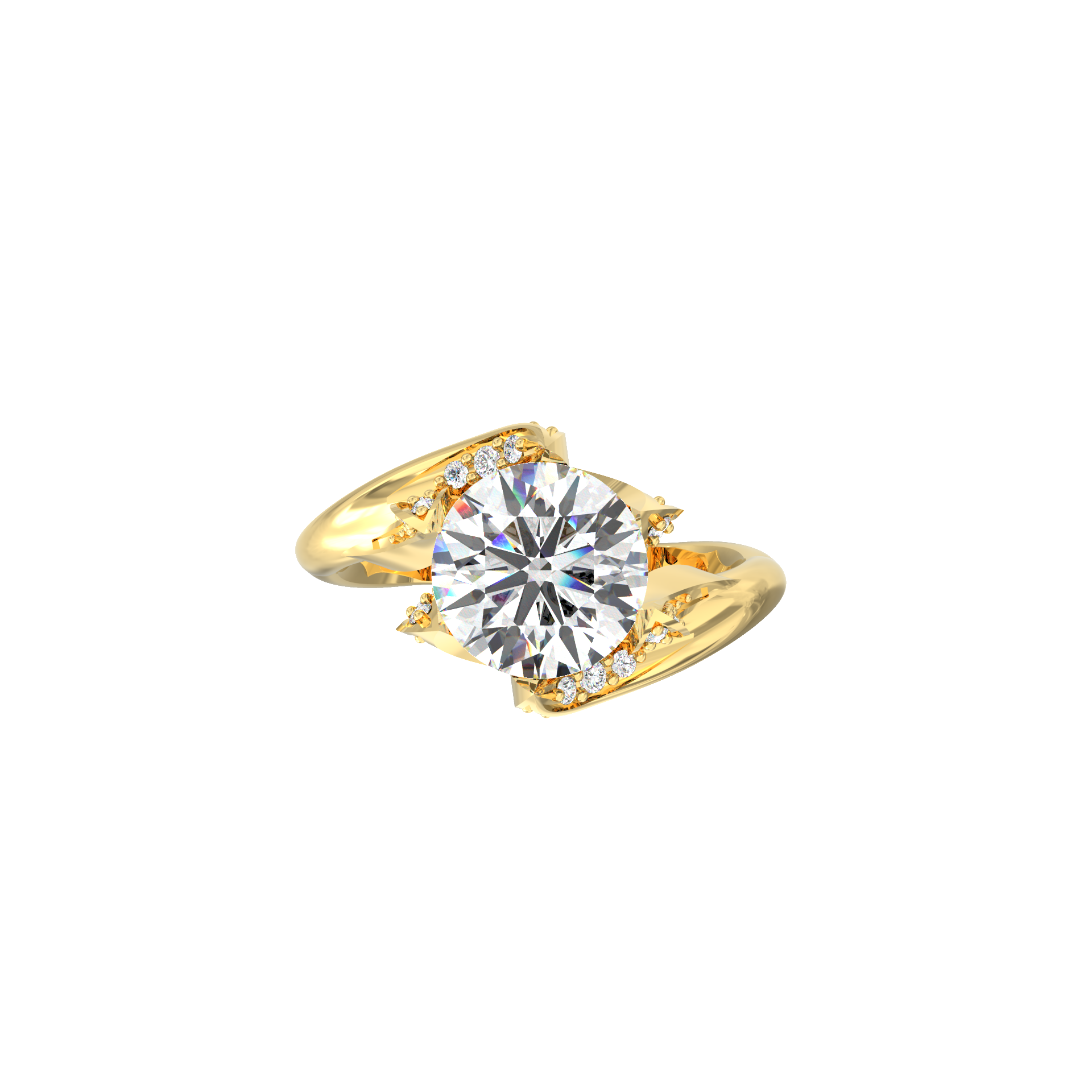 Vasudha 2.00 Ct Round Solitaire Diamond Ring with Accent Stones