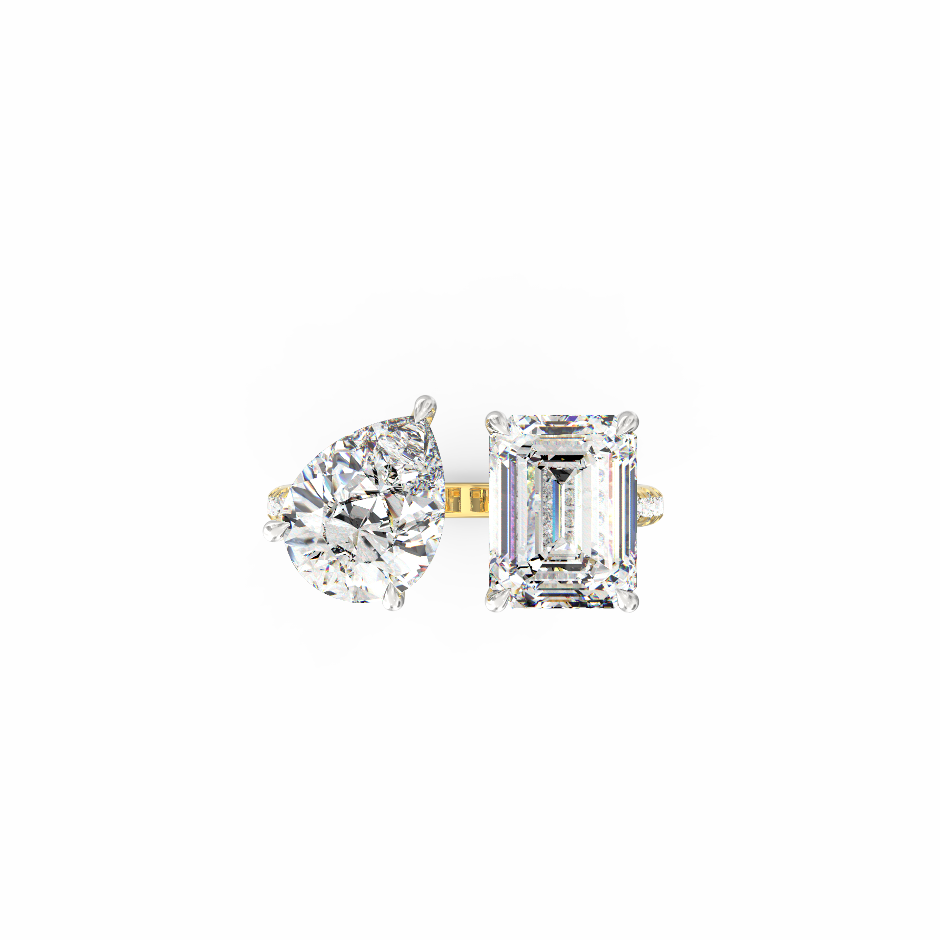 Nirvaya Emerald & Pear Toi et Moi Lab-Grown Diamond Ring