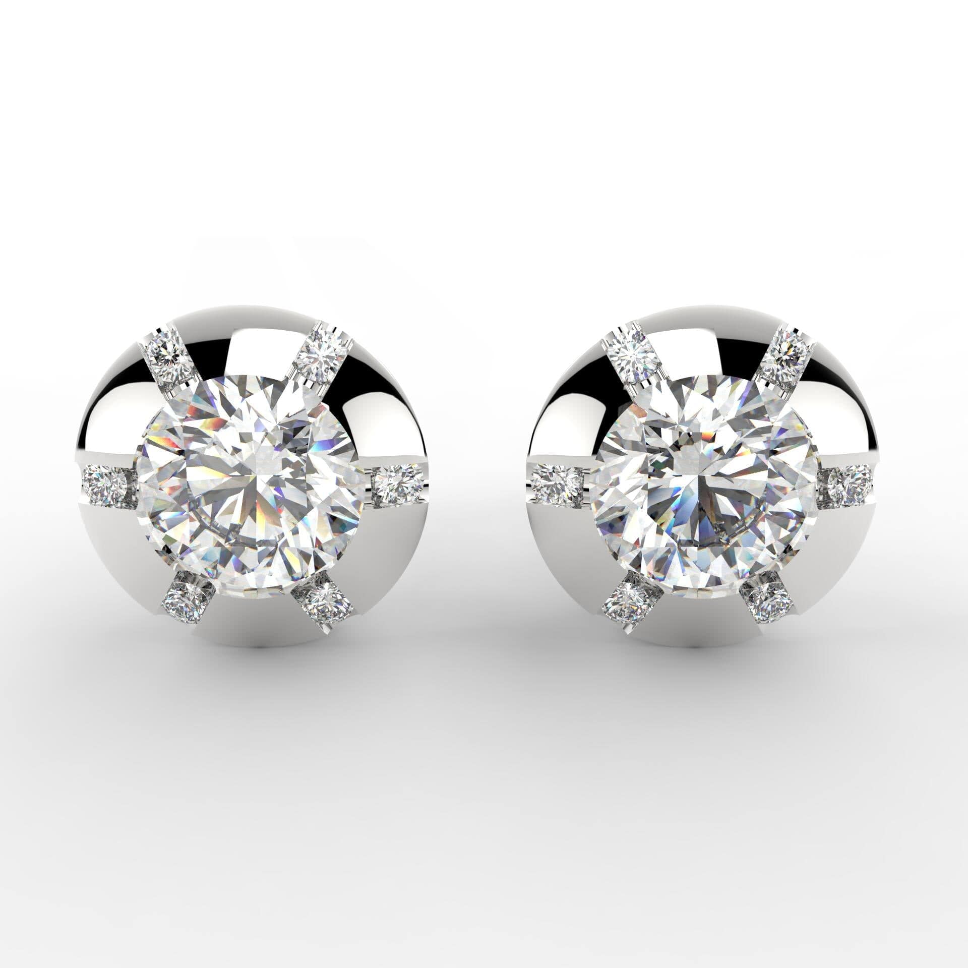 Astra Round-Cut Solitaire Diamond Earrings | 1.0 Ct Center + Accent Diamonds