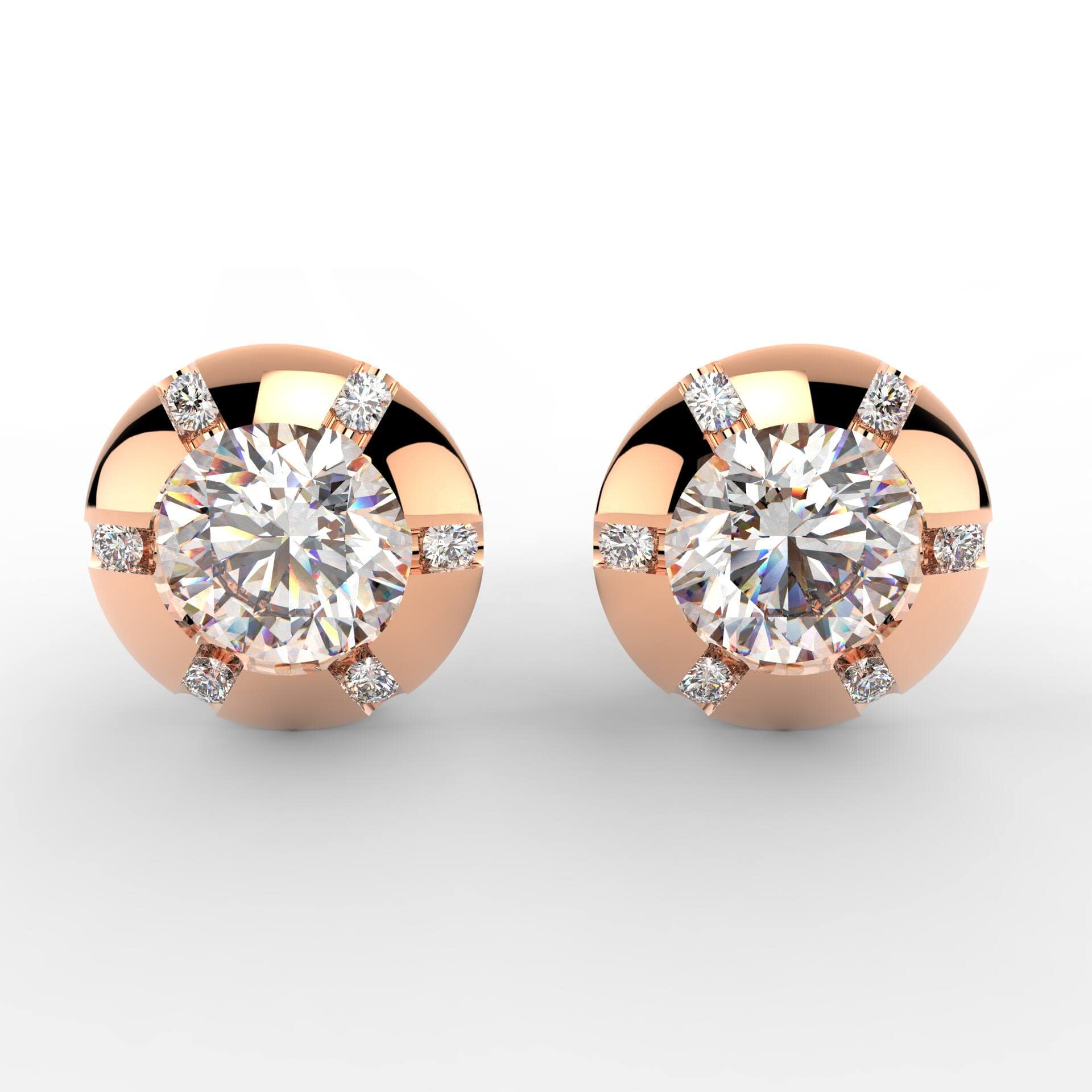 Astra Round-Cut Solitaire Diamond Earrings | 1.0 Ct Center + Accent Diamonds