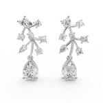 Front view of Aurelia white gold floral earrings featuring brilliant round lab grown diamonds arranged in bloom.
